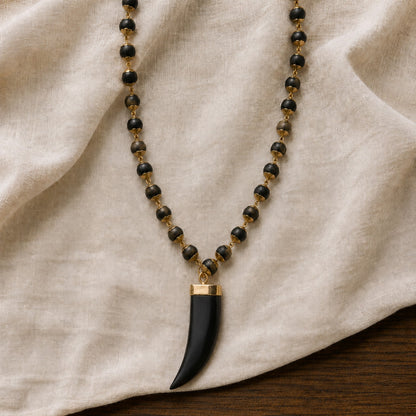 Gold Tiger Tooth Design Karungali Mala