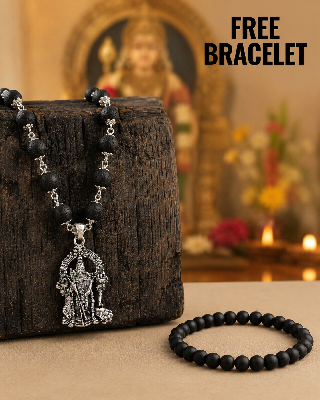 Silver Subramanya Karungali Mala