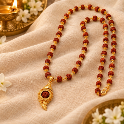 Premium Gold-Plated Rudraksha Kavach Mala