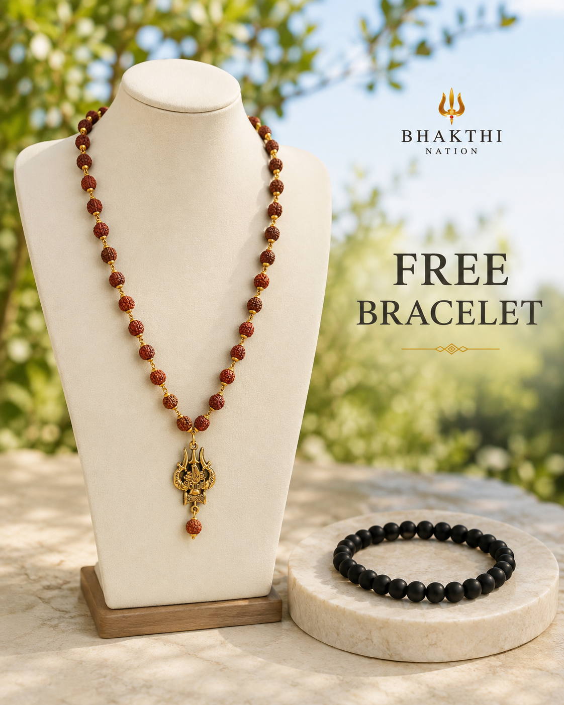 Rudraksha Trishul Pendant Mala