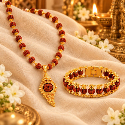 Rudraksha Kavach Mala and Rudraksha Bracelet devotional combo
