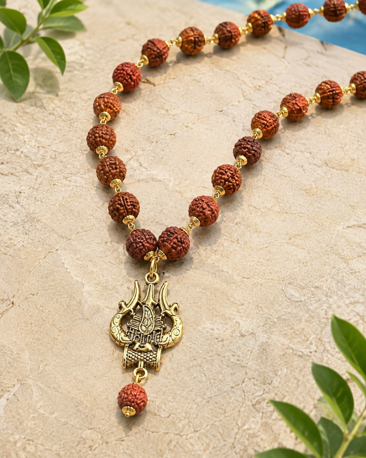 Rudraksha Trishul pendant mala