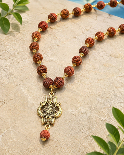 Rudraksha Trishul pendant mala
