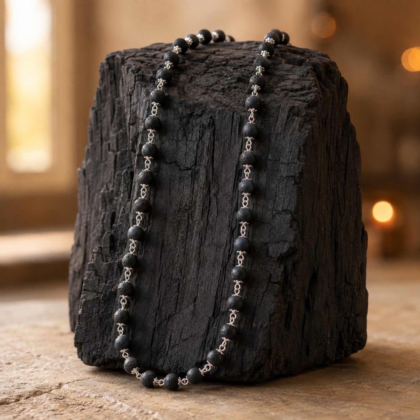 Silver-Finish Karungali Mala