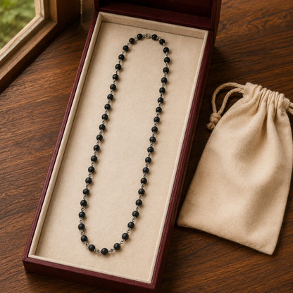 Silver-Finish Karungali Mala gift box presentation
