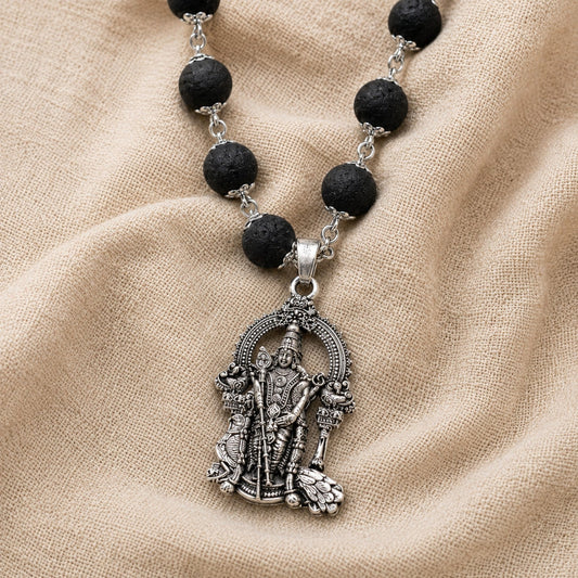 Silver Subramanya pendant detail